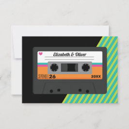 Totally 80er Orange Cassette Wedding RSVP Karte