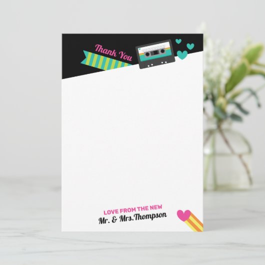 Totally 80er Wedding Dankeskarte (Stehend Vorderseite)