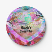 Totally 80's Bright Fun Heart Birthday Party Pappteller (Vorderseite)