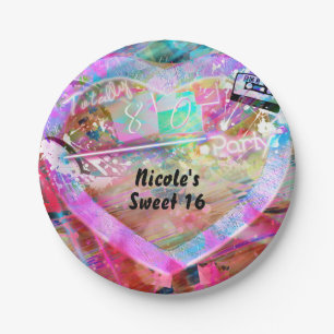 Totally 80's Bright Fun Heart Birthday Party Pappteller