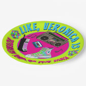 Totally 80s Retro Birthday Party Invitation Pappteller (Schrägansicht)