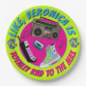 Totally 80s Retro Birthday Party Invitation Pappteller (Vorderseite)