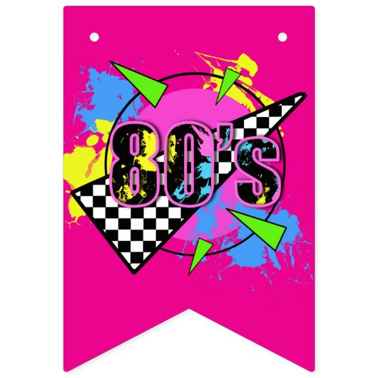 Totally 80s Retro Neon Birthday Party Wimpelkette (Zweite Fahne)