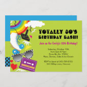 Totally 80's Thema Geburtstagsfeier Einladungen (Vorne/Hinten)