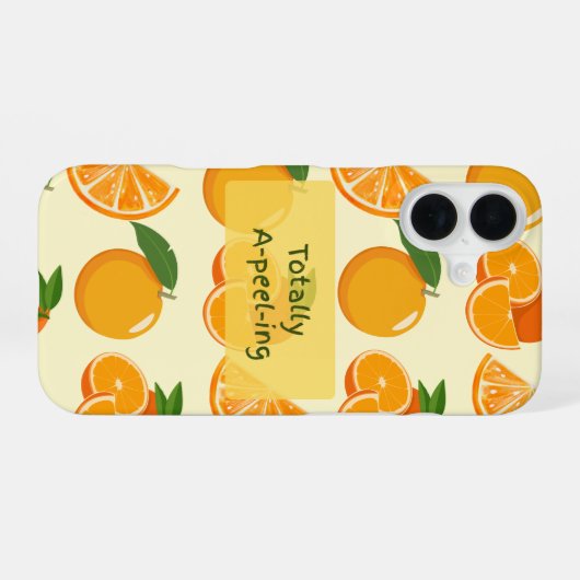 Totally a-pee-ling orange pattern iPhone 16 hülle (Rückseite (Horizontal))