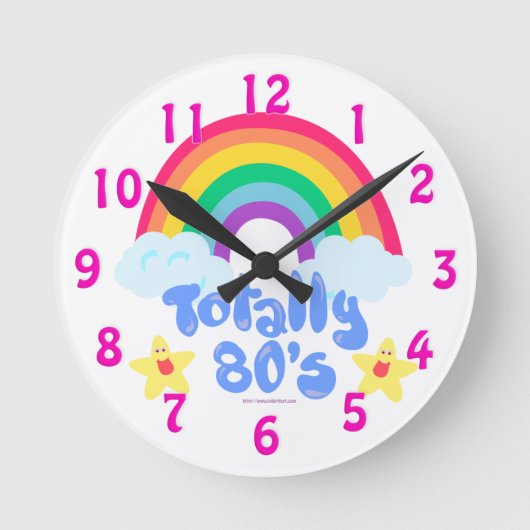 Totally Achtties Regenbogenmotto Runde Wanduhr (Vorderseite)