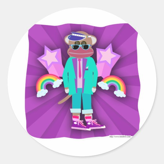 Totally Achtzig Sockaffe Runder Aufkleber (Vorderseite)