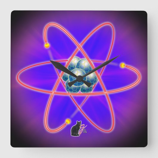 Totally Atomic Quadratische Wanduhr (Vorderseite)