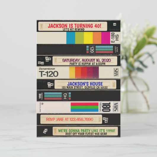 Totally Awesome Back to 90s Birthday Einladung (Stehend Vorderseite)