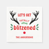 Totally Blitzned Funny Reindeer Weihnachtskauer Serviette (Vorderseite)