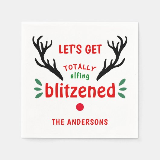 Totally Blitzned Funny Reindeer Weihnachtskauer Serviette (Vorderseite)