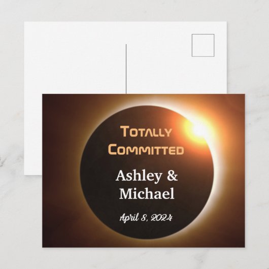 Totally Committed Eclipse Theme Wedding Postkarte (Vorne/Hinten)