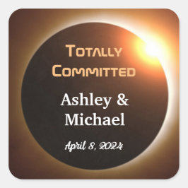 Totally Committed Eclipse Theme Wedding Quadratischer Aufkleber