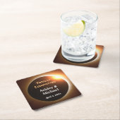 Totally Committed Eclipse Theme Wedding Rechteckiger Pappuntersetzer (Vor Ort)