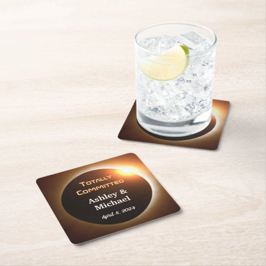 Totally Committed Eclipse Theme Wedding Rechteckiger Pappuntersetzer (Vor Ort)