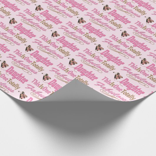 Totally Fabulary Daughter Pink Butterfly Geschenkpapier (Ecke)