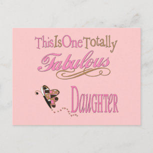Totally Fabulous Daughter mit rosa Schmetterling Postkarte