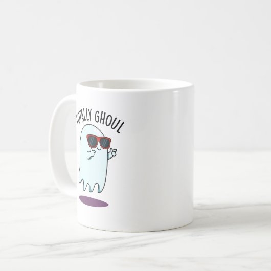 Totally Ghoul Funny Cool Halloween Ghost Pun Kaffeetasse (Vorderseite Links)
