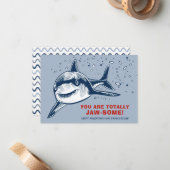 Totally Jaw-some Shark Kids Valentine Mitteilungskarte (Vorderseite/Rückseite Beispiel)