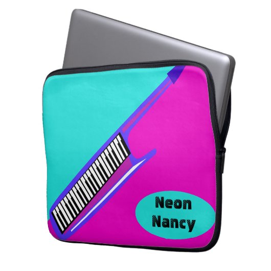 Totally Neon 80er Keytar Laptopschutzhülle (Vorderseite Links)