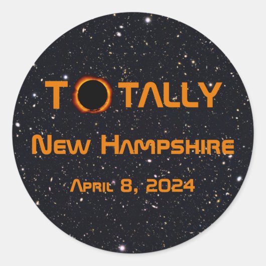Totally New Hampshire 2024 Solar Eclipse Runder Aufkleber (Vorderseite)