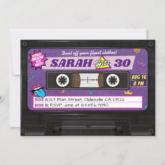 Totally Phantastische 90er Cassette Geburtstagspar Einladung Zazzle De
