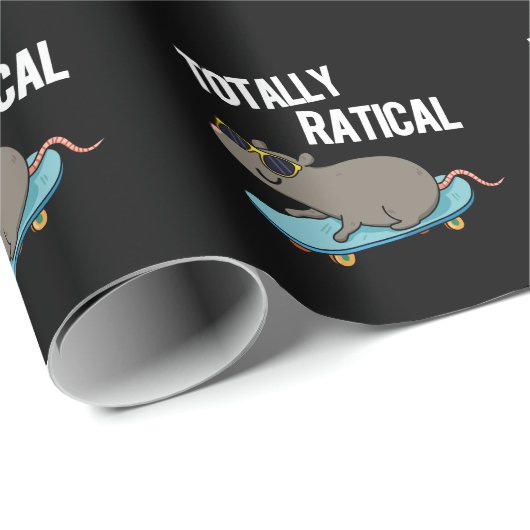 Totally Ratical Funny Rat Pun Dark BG Geschenkpapier (Rolleneckpunkt)