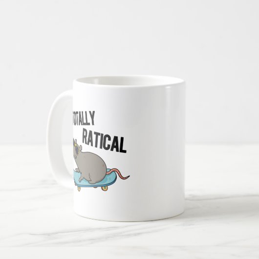 Totally Ratical Funny Ratte Pun Kaffeetasse (Vorderseite Links)