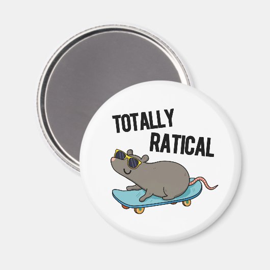 Totally Ratical Funny Ratte Pun Magnet (Vorderseite/Rückseite)