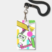 Totally Tubular 80er Geburtstagsparty Ausweis (Rückseite mit Lanyard)