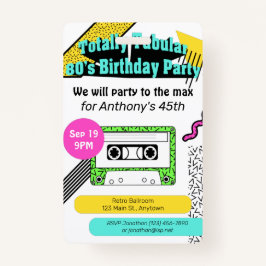 Totally Tubular 80er Geburtstagsparty Ausweis