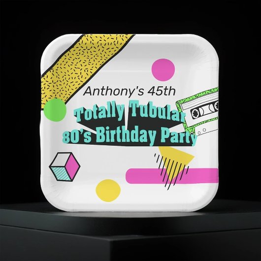Totally Tubular 80er Geburtstagsparty Pappteller