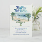 Totally Two-buillar, Surf 2nd Birthday Einladung (Stehend Vorderseite)