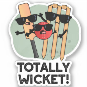 Totally Wicket Funny Sports Cricket Puff Aufkleber