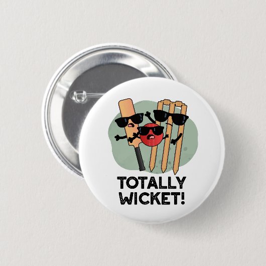 Totally Wicket Funny Sports Cricket Puff Button (Vorne & Hinten)