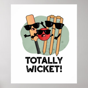 Totally Wicket Funny Sports Cricket Puff Poster