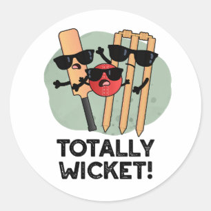 Totally Wicket Funny Sports Cricket Puff Runder Aufkleber