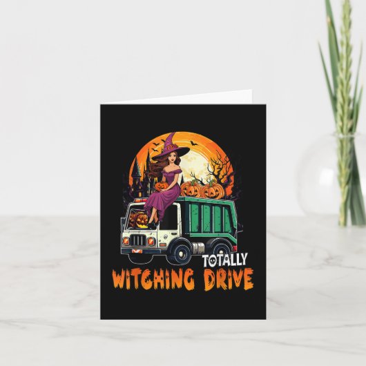 Totally Witching Drive Niedlich Hexe auf Garbage T Karte (Vorderseite)