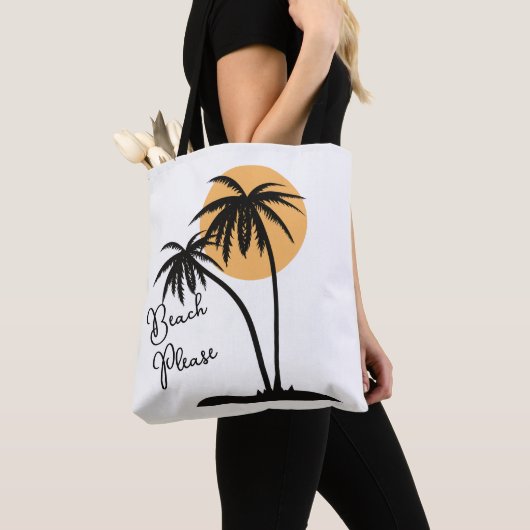 Totbeutel aus weißem und schwarzgelbem Strand Tasche (Von Nahem)