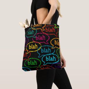 Totbeutel Funny Colorful Blah Blah Zitat Black Tasche