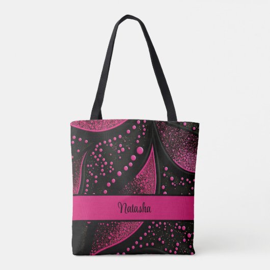 Totbeutel in Schwarz und Heiß rosa mit individuell Tasche (Rückseite)
