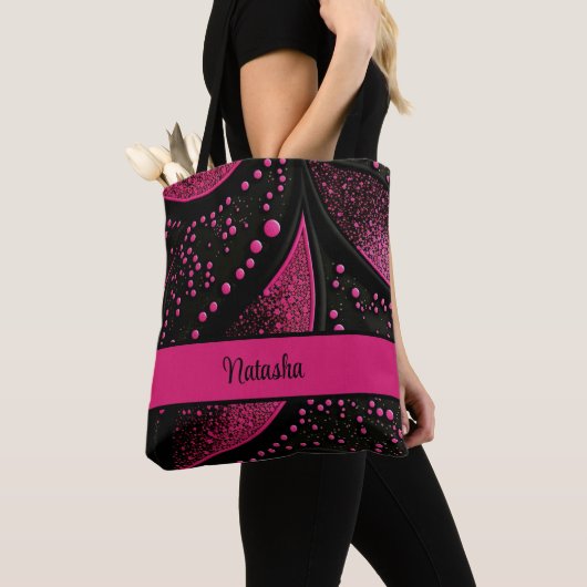Totbeutel in Schwarz und Heiß rosa mit individuell Tasche (Von Nahem)