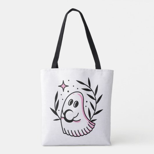 Totbeutel mit rosa und schwarz Logo-Design Tasche (Rückseite)