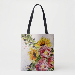 Totbeutel mit weißer, floraler Gestaltung Tasche