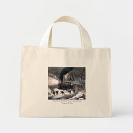 Tote Bag - American Railroad Scene: Schnee Mini Stoffbeutel