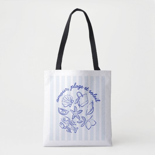 Tote Bag – Amour, Plage & Soleil Tasche (Vorderseite)