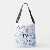Tote Bag (ao) - Blaue Initialen Tragetaschen Mit Langen Trägern (Vorderseite)