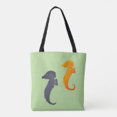 Tote Bag (ao) - Seepferde zum grünen Hintergrund Tasche (Rückseite)