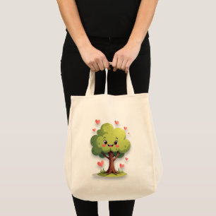 Tote Bag Baum Liebe rote Herzen Tragetasche