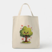 Tote Bag Baum Liebe rote Herzen  Tragetasche (Rückseite)